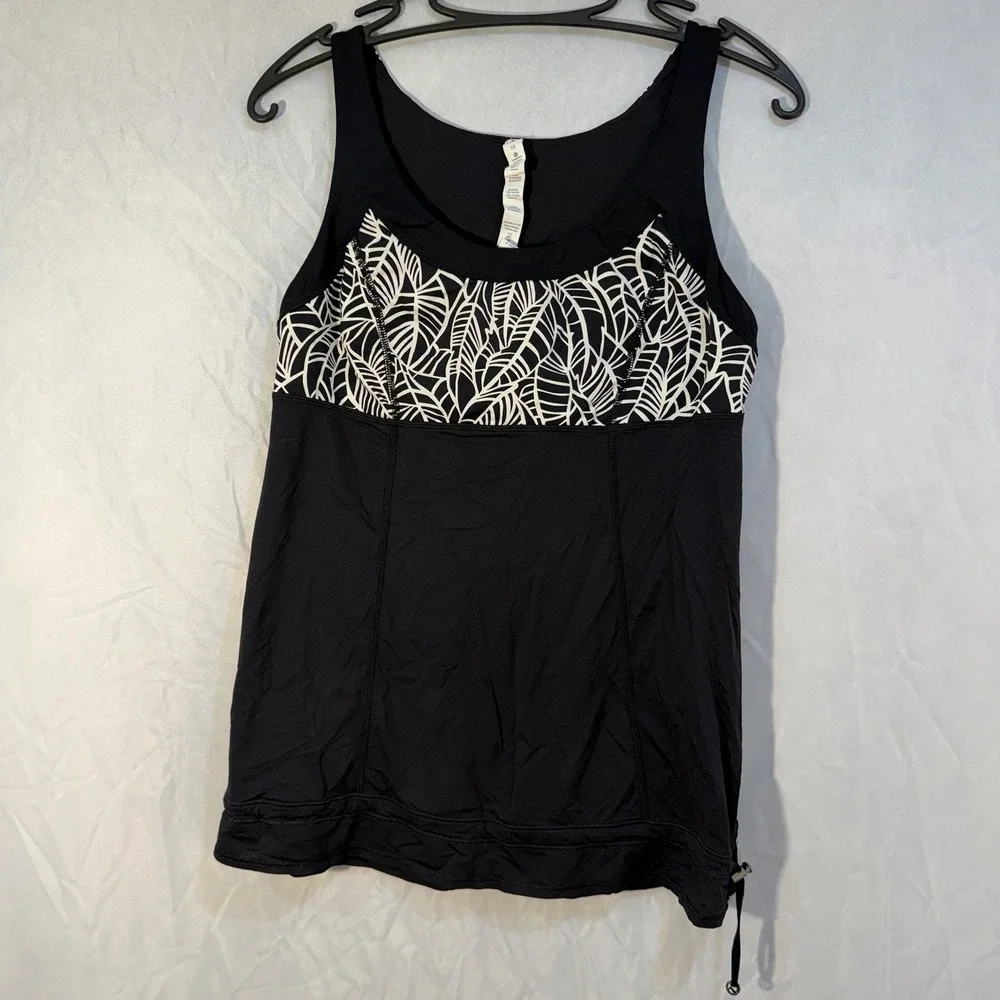 Lululemon Tank‎ Top Ta Ta Topper Pretty Palm Black Angel Size 10 Athletic Casual